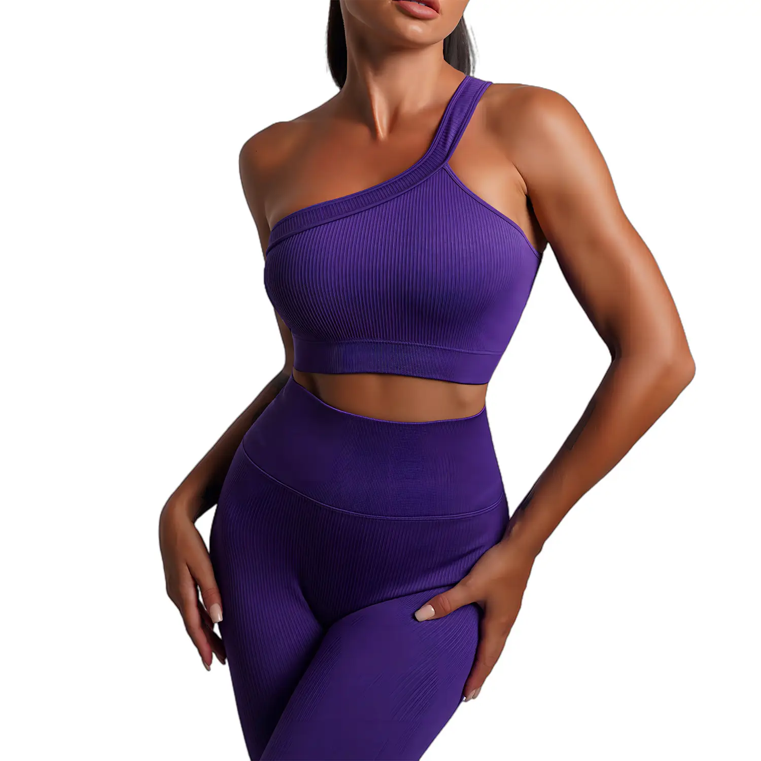Red Seamless Yoga Top with High Waist & Chest Pad
