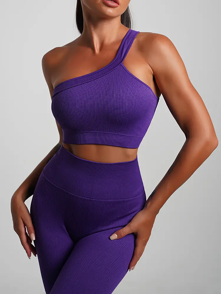 Red Seamless Yoga Top with High Waist & Chest Pad — feature 32