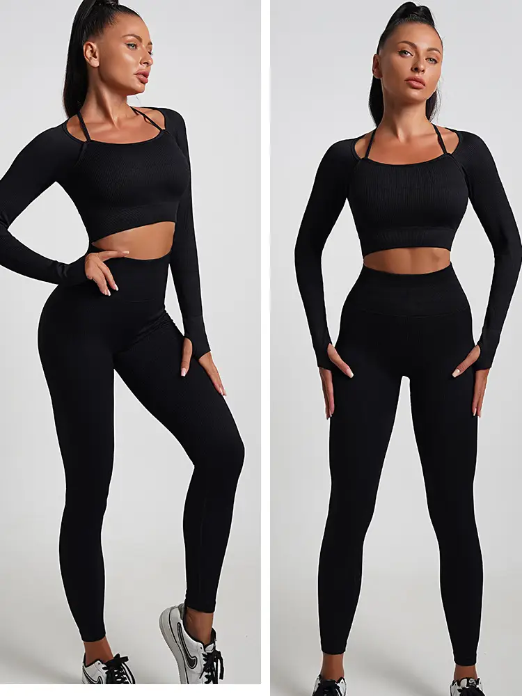 Red Seamless Yoga Top with High Waist & Chest Pad — feature 35