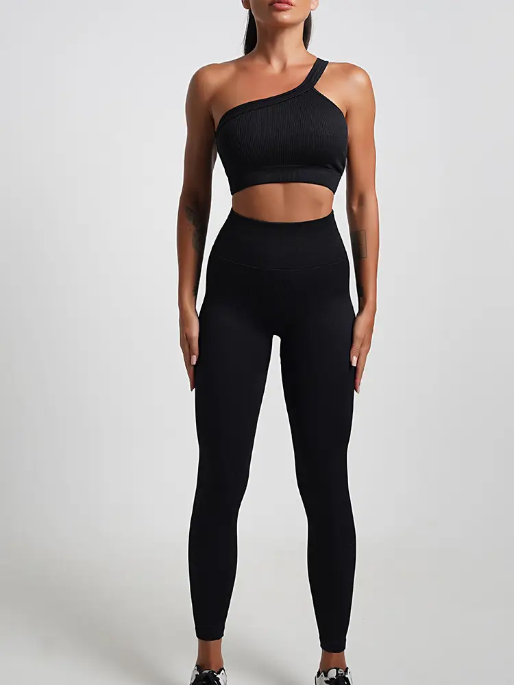Red Seamless Yoga Top with High Waist & Chest Pad — feature 36