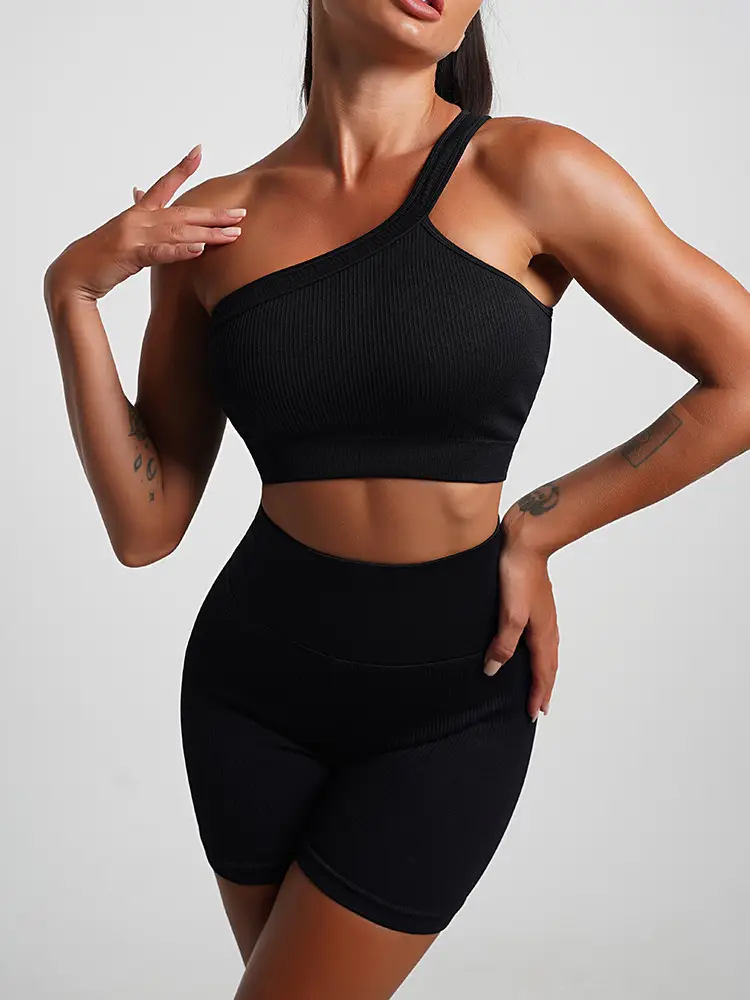 Red Seamless Yoga Top with High Waist & Chest Pad — feature 37