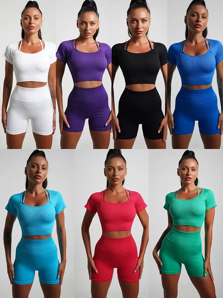 Red Seamless Yoga Top with High Waist & Chest Pad — feature 4