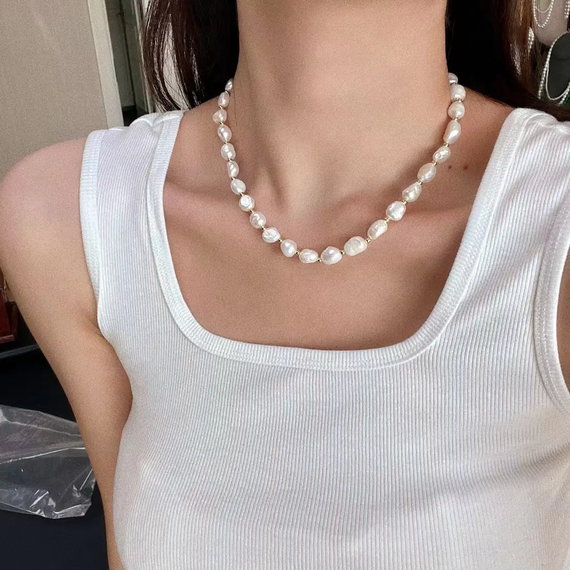 Natural Baroque Pearl Bracelet Necklace Set - Image 2