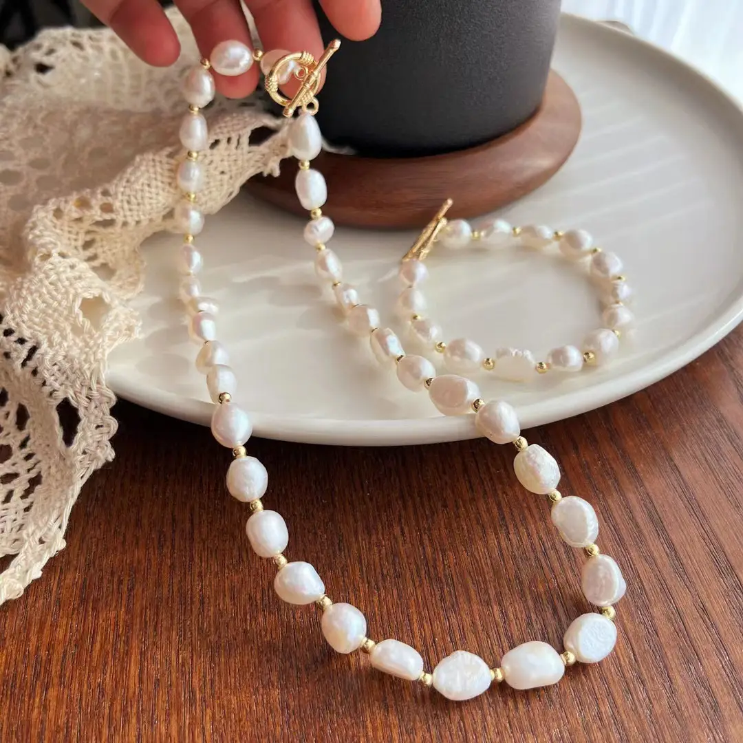 Natural Baroque Pearl Bracelet Necklace Set - Image 3
