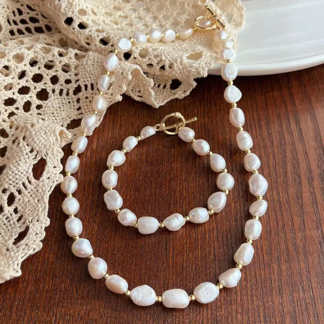 Natural Baroque Pearl Bracelet Necklace Set — feature 2
