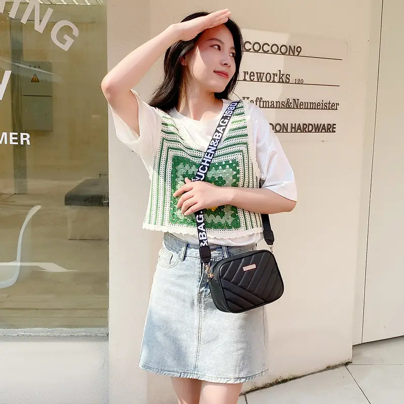 White Quilted Crossbody Bag with Embroidered Design - Image 10