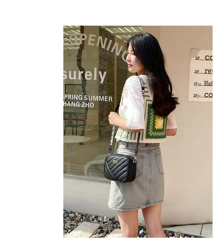 White Quilted Crossbody Bag with Embroidered Design — feature 11