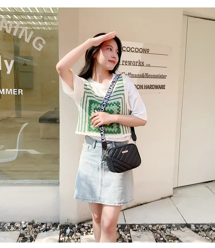 White Quilted Crossbody Bag with Embroidered Design — feature 2