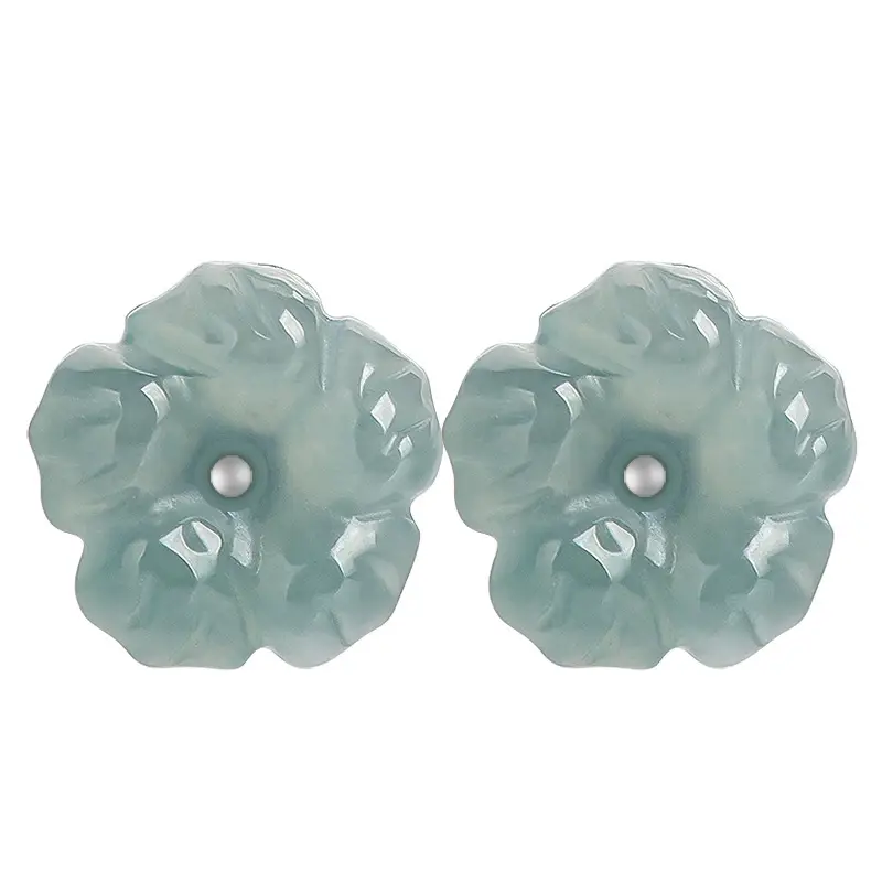 Jade Blue Water Peach Blossom Earrings S925 Silver - Image 5