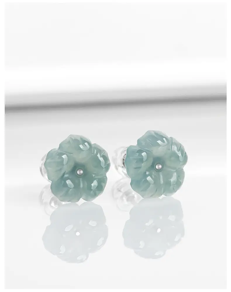 Jade Blue Water Peach Blossom Earrings S925 Silver — feature 3