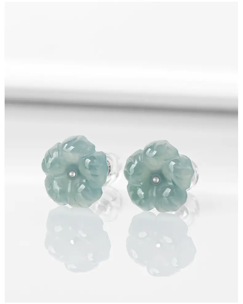 Jade Blue Water Peach Blossom Earrings S925 Silver — feature 8