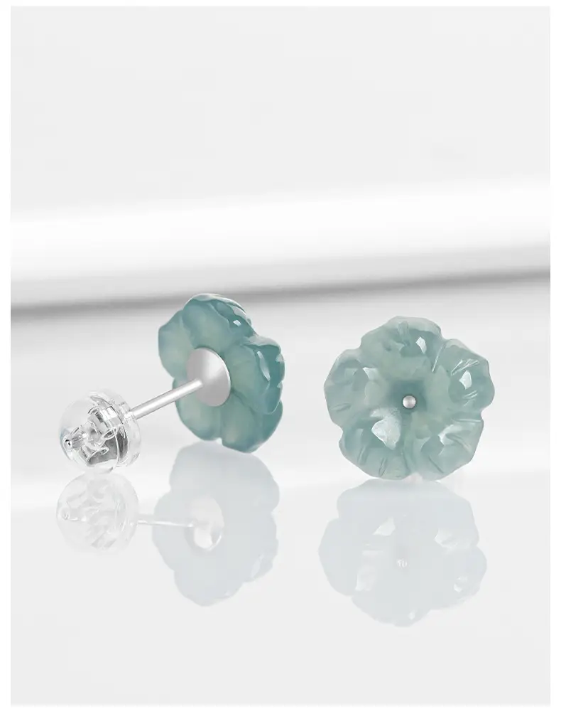 Jade Blue Water Peach Blossom Earrings S925 Silver — feature 9