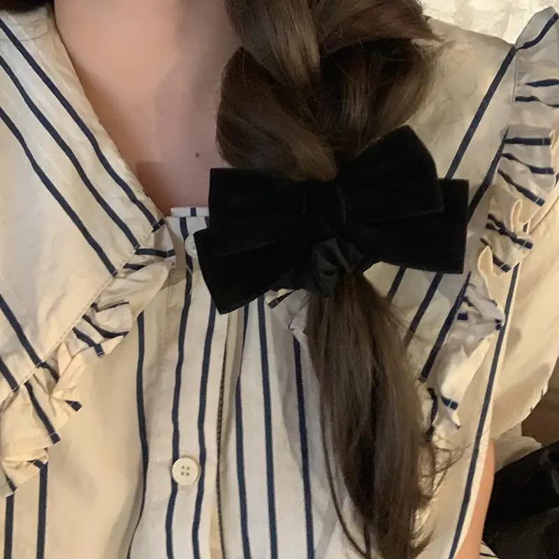 Black Velvet Bow Hair Ring for Women 2023 - Image 6
