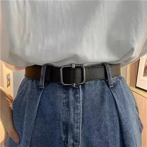 Black No-Punch Belt for Men Women Wide Jeans - Image 3
