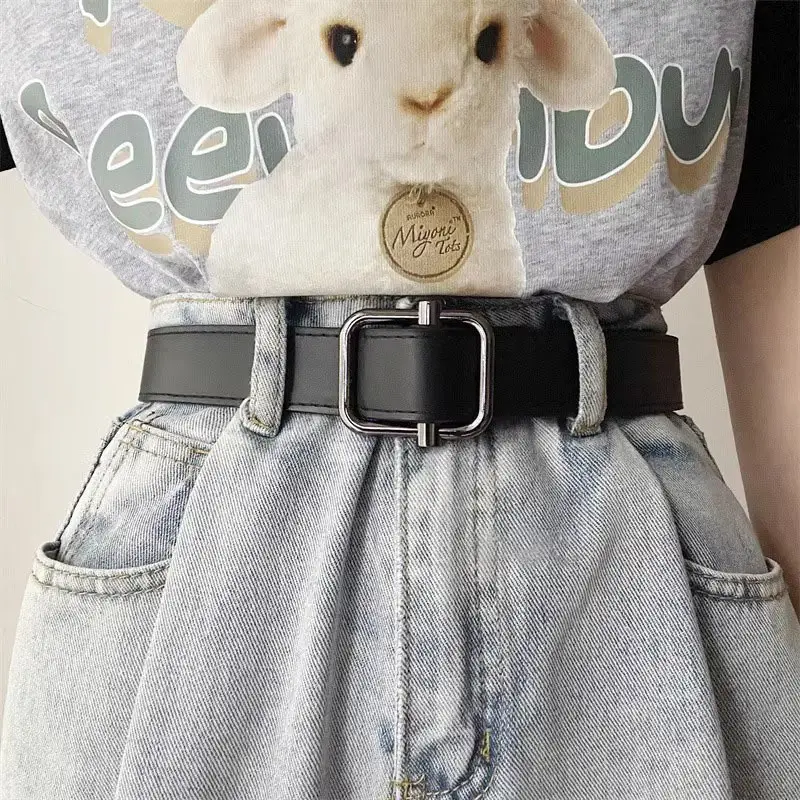 Black No-Punch Belt for Men Women Wide Jeans — feature 8