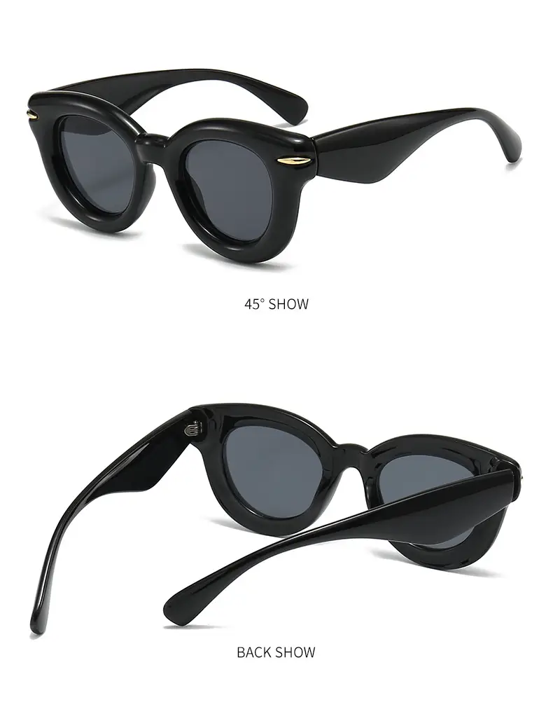 Men Black Round Thick Frame Sunglasses β feature 8