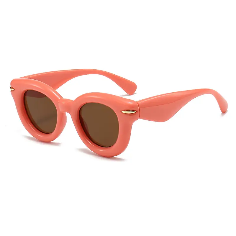 Men Black Round Thick Frame Sunglasses - Image 6