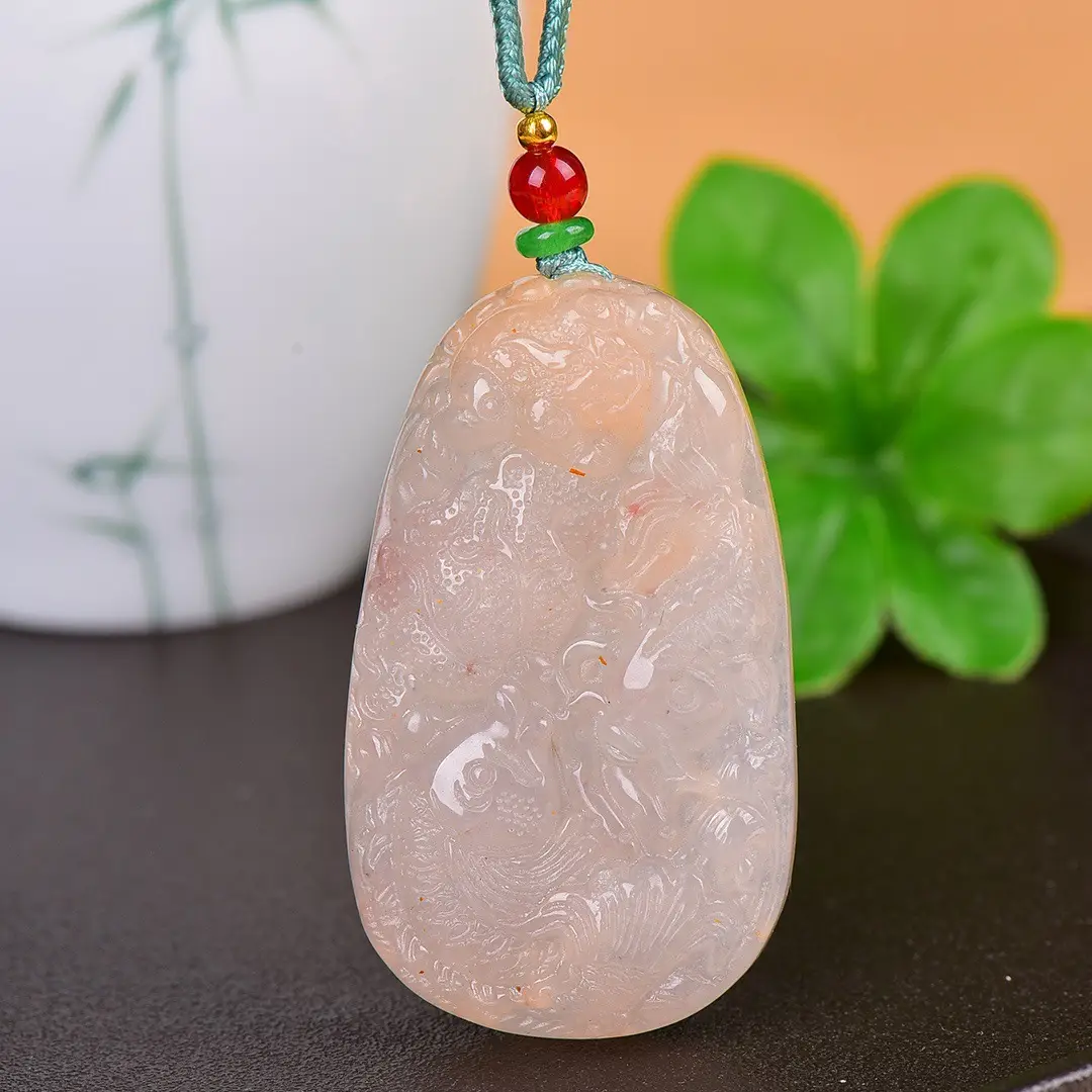 Fine Gold Jade Fish Pendant Necklace - Image 2