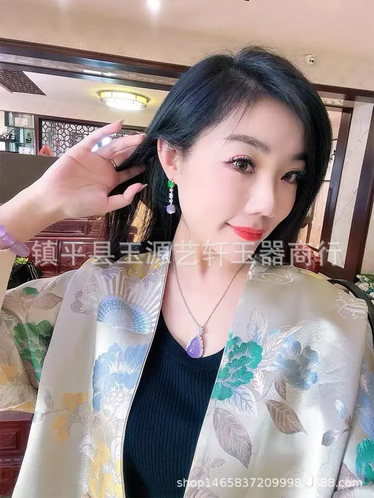 Natural Chalcedony Yang Green Earrings with Pink & Silver Plating — feature 1