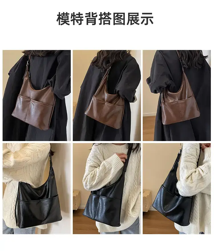 2023 New Retro Fashion Women's Shoulder Bag Black Large Capacity — feature 8