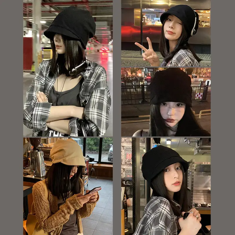 Women's Beanie with Face Cover Beige Winter Autumn - Image 3