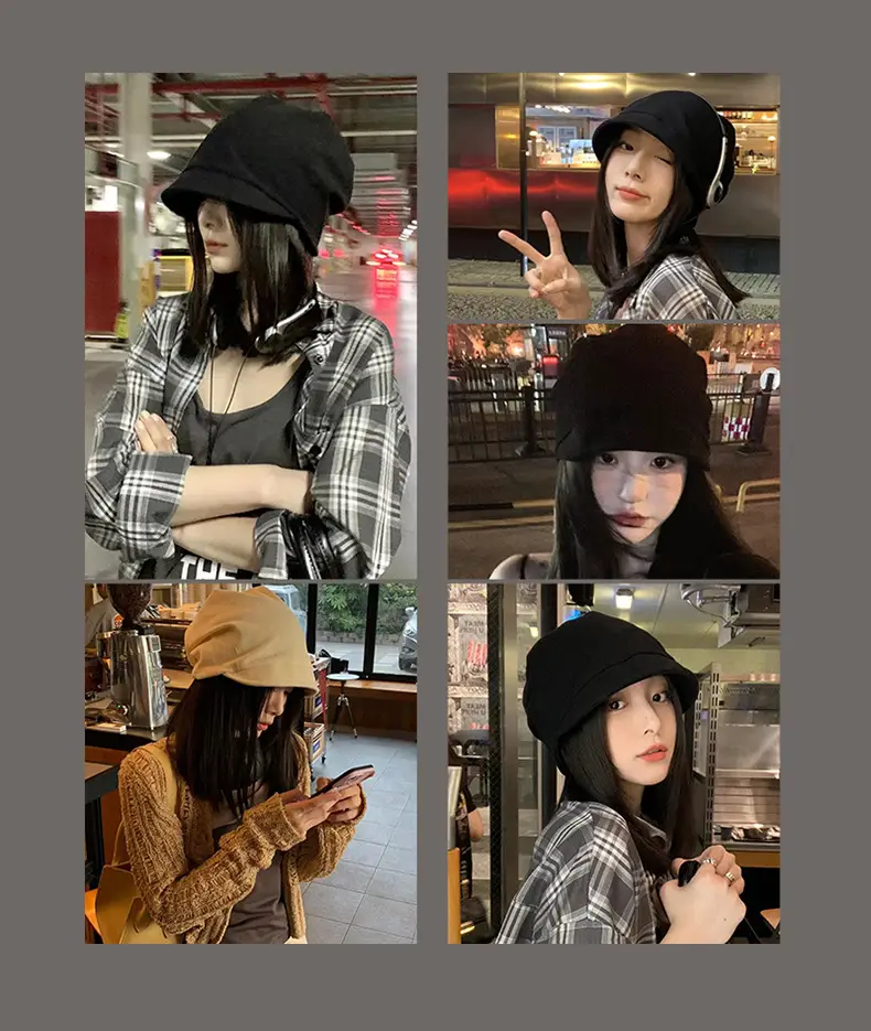 Women's Beanie with Face Cover Beige Winter Autumn — feature 1