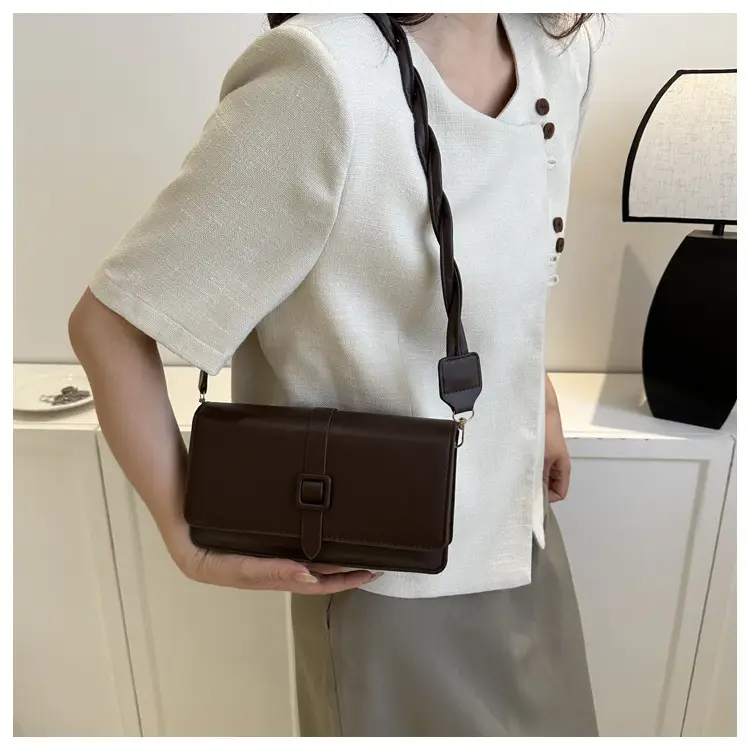Women's Brown Square Messenger Bag 2024 Spring Summer - Image 7