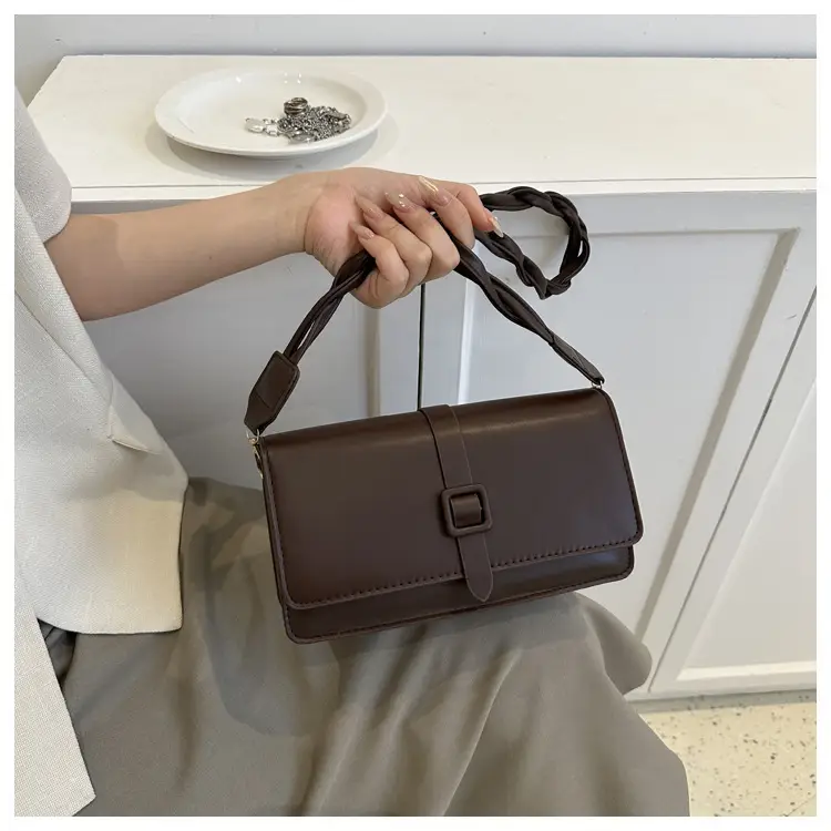 Women's Brown Square Messenger Bag 2024 Spring Summer — feature 8