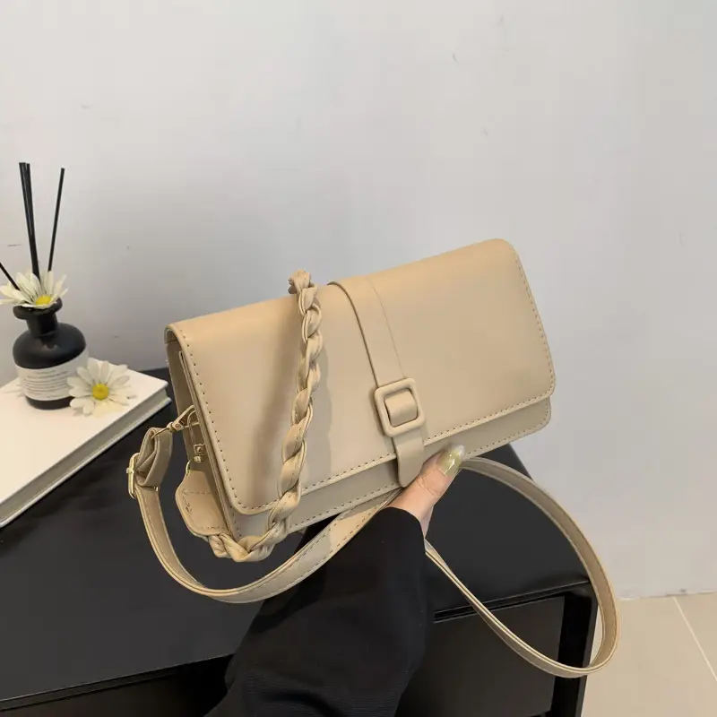 Women's Brown Square Messenger Bag 2024 Spring Summer - Image 3
