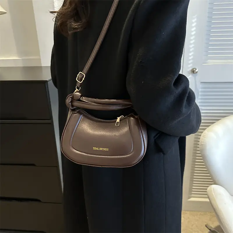 Women French Style Shoulder Crossbody Bag Brown 2023
