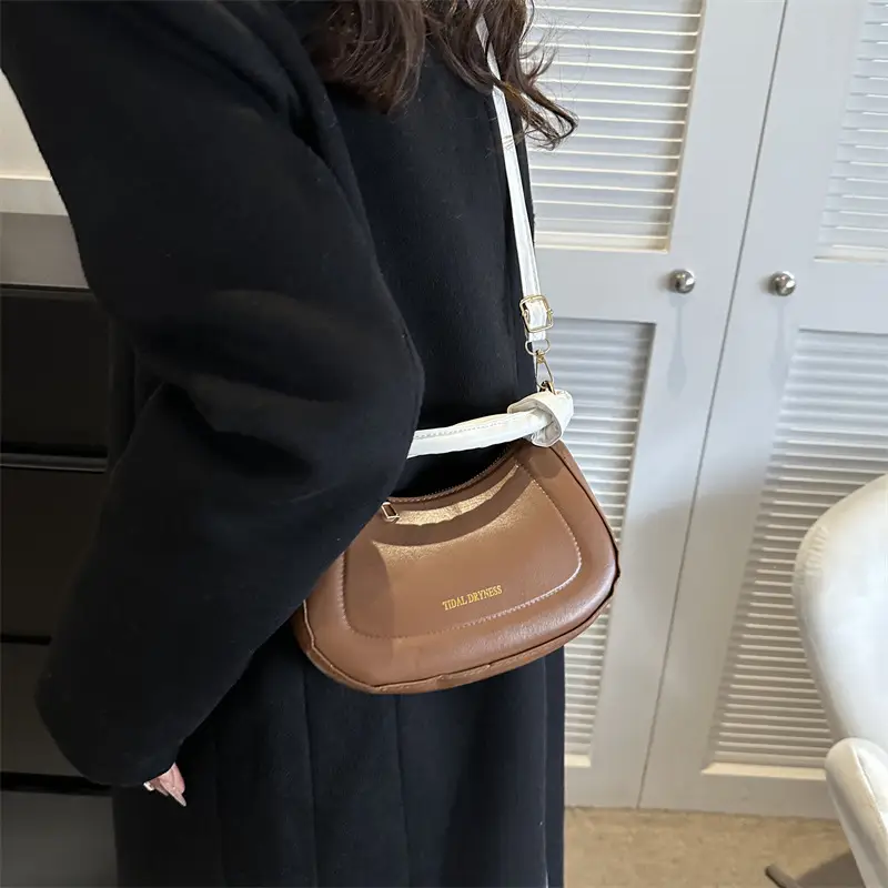 Women French Style Shoulder Crossbody Bag Brown 2023