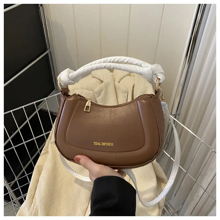 Women French Style Shoulder Crossbody Bag Brown 2023