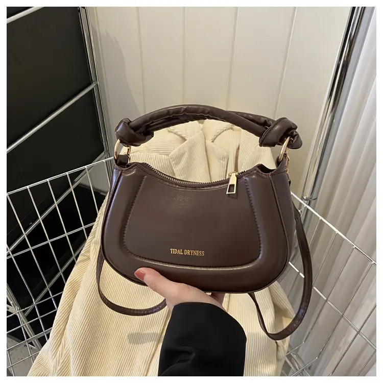 Women French Style Shoulder Crossbody Bag Brown 2023