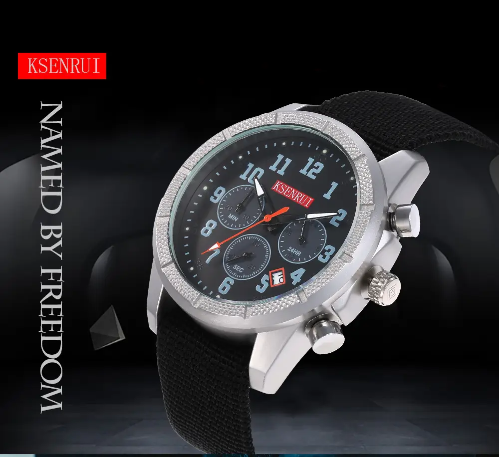Men's Black Chronograph Quartz Watch with Silicone Band — feature 1