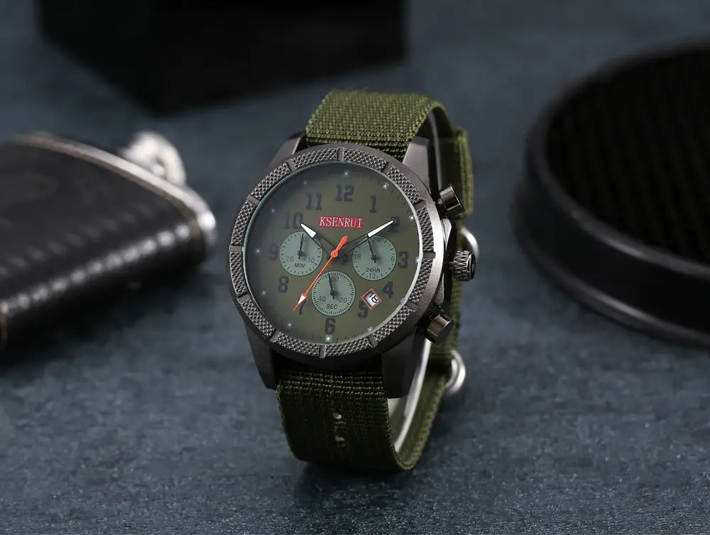 Men's Black Chronograph Quartz Watch with Silicone Band — feature 10