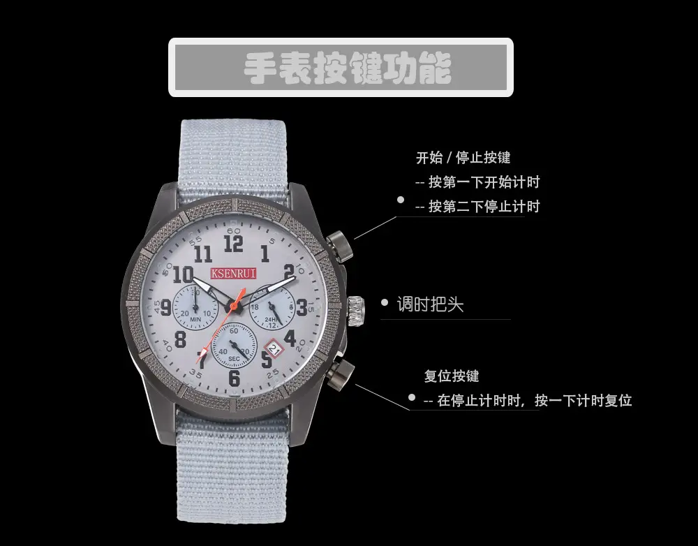 Men's Black Chronograph Quartz Watch with Silicone Band — feature 6