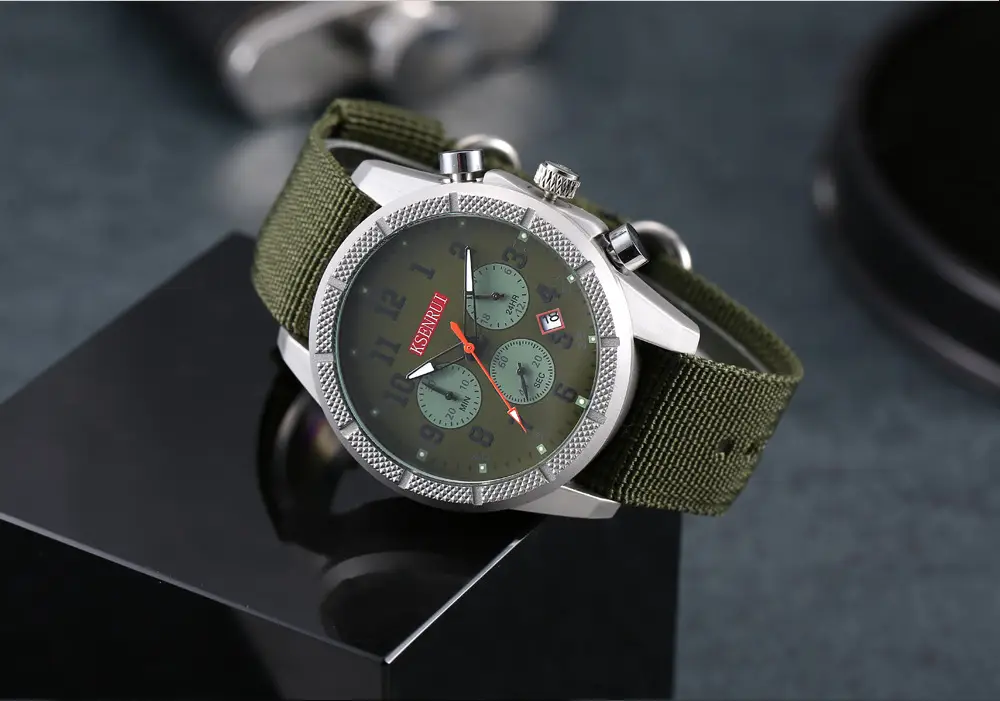 Men's Black Chronograph Quartz Watch with Silicone Band — feature 9
