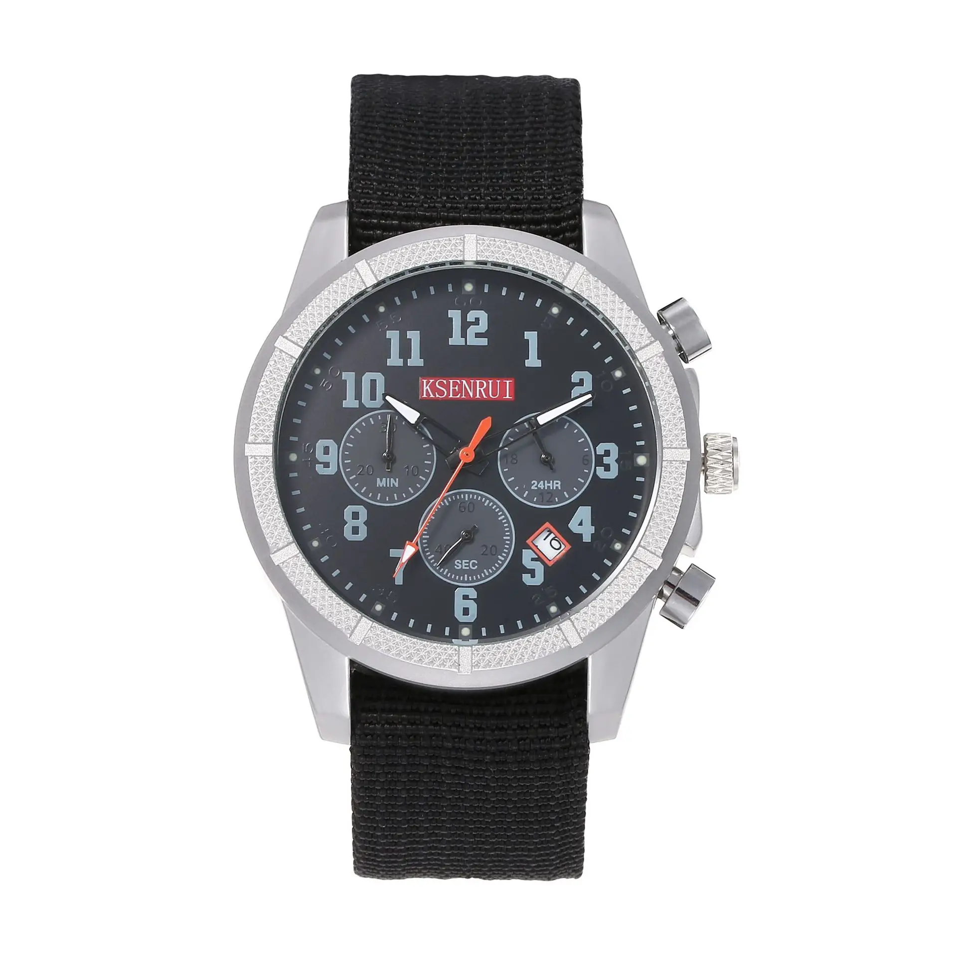 Men's Black Chronograph Quartz Watch with Silicone Band - Image 2