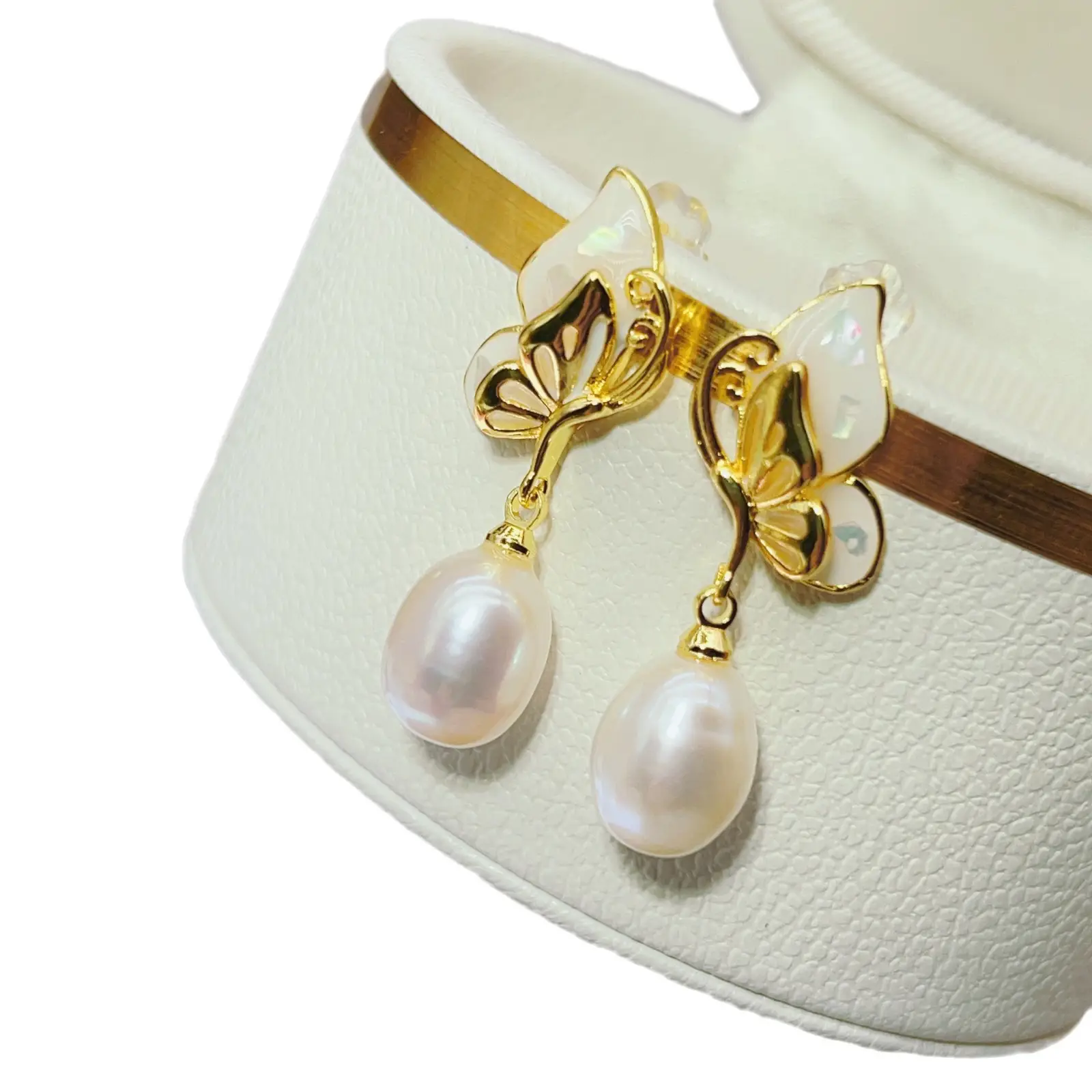 18K Gold Plated Pearl Butterfly Earrings for Women - Image 8