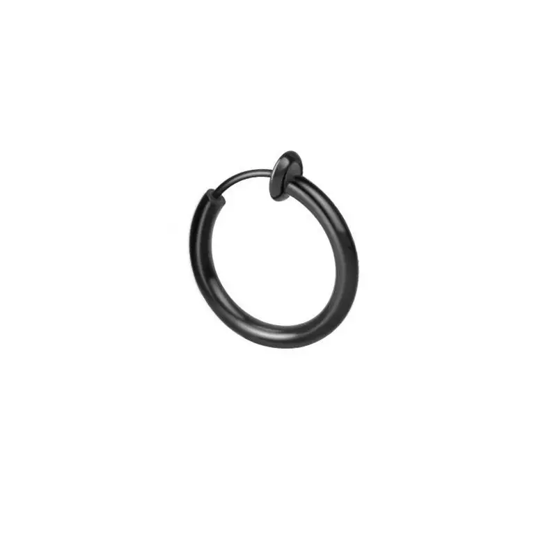 Korean Style Men's Stainless Steel Hoop Simple Earrings Without Pierced Ears, Personalized and Versatile, Fashionable Spring Ear Clip and Ear Wire Hoop