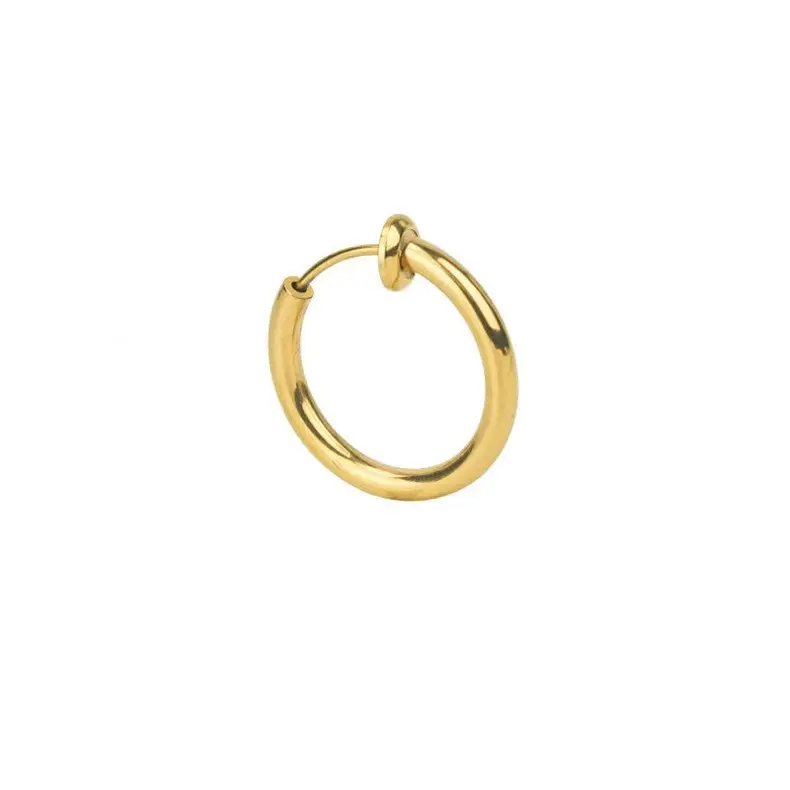 Korean Style Men's Stainless Steel Hoop Simple Earrings Without Pierced Ears, Personalized and Versatile, Fashionable Spring Ear Clip and Ear Wire Hoop
