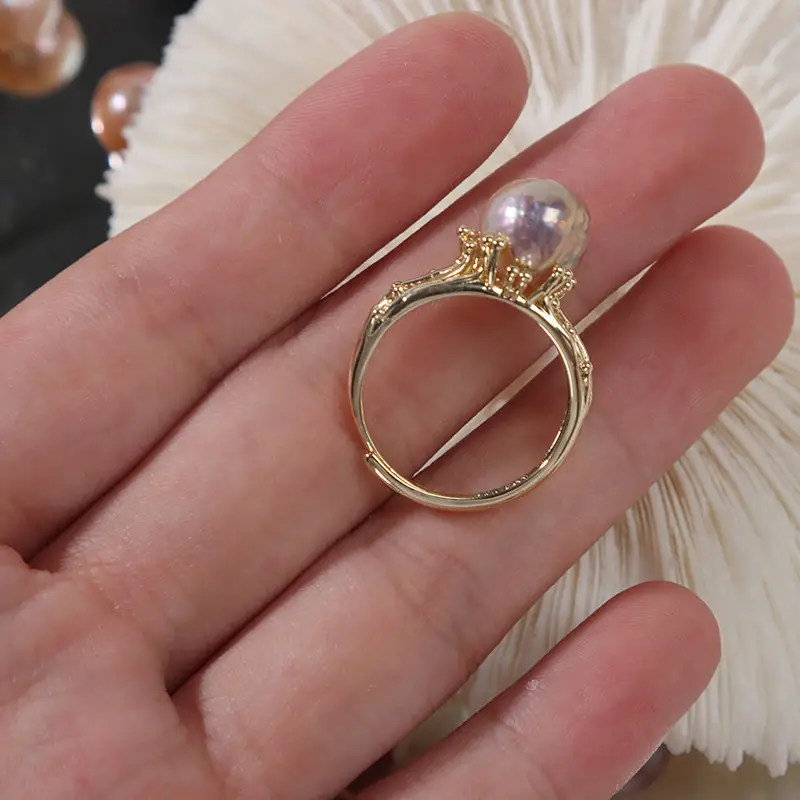 Wholesale Pearl Baroque Ring Adjustable Vintage Color - Image 3