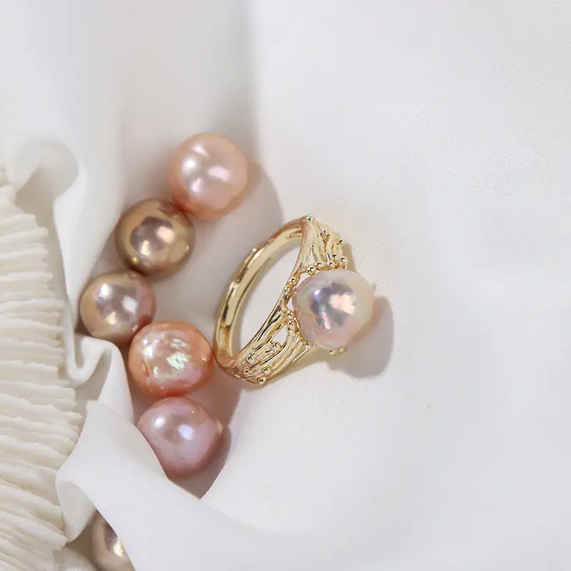 Wholesale Pearl Baroque Ring Adjustable Vintage Color - Image 4