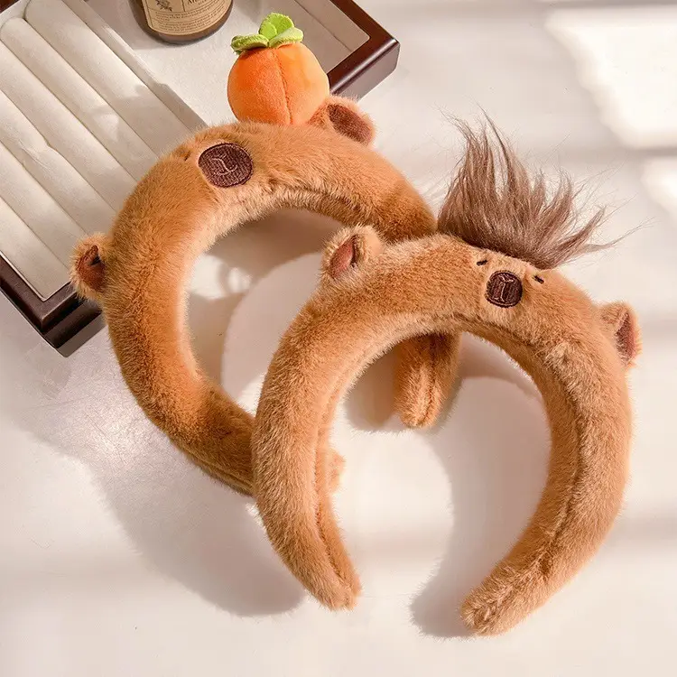 Plush Headband with Yellow Flower Capybara Hairpin - Image 17