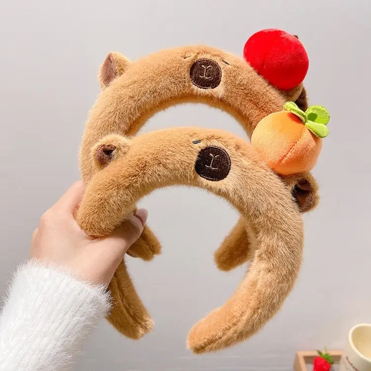 Plush Headband with Yellow Flower Capybara Hairpin - Image 18