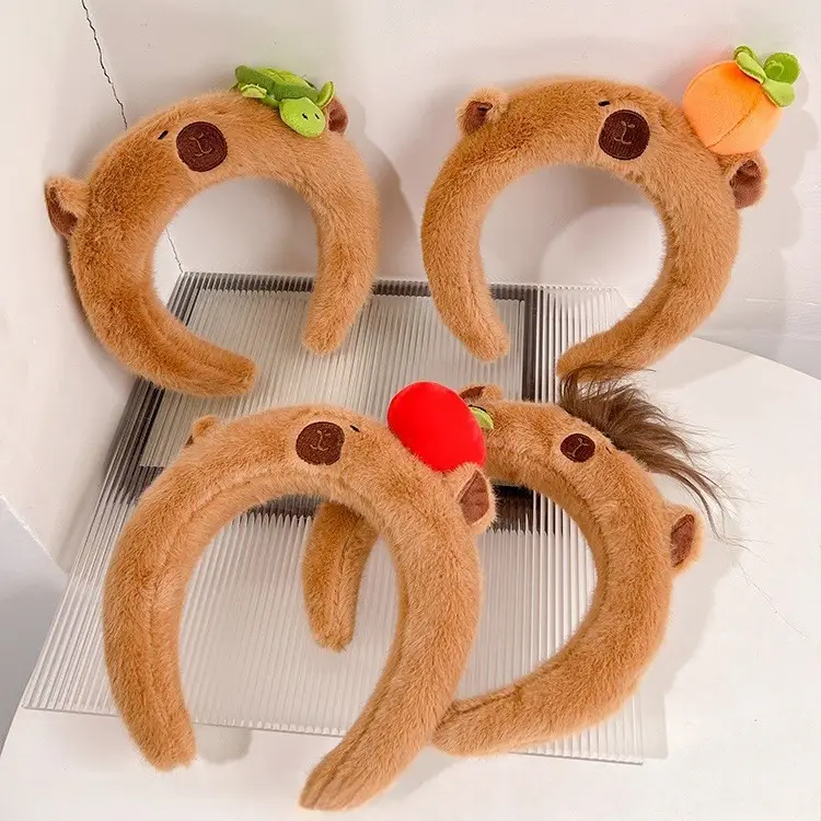 Plush Headband with Yellow Flower Capybara Hairpin - Image 19