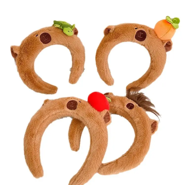 Plush Headband with Yellow Flower Capybara Hairpin - Image 20