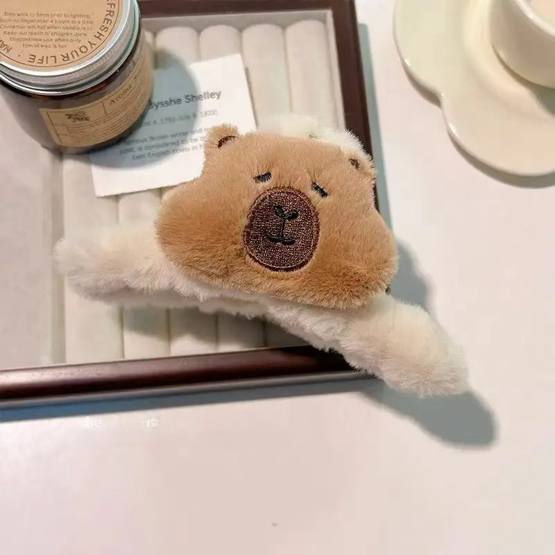 Plush Headband with Yellow Flower Capybara Hairpin - Image 13