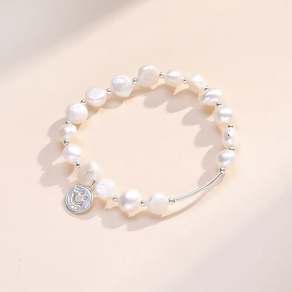 S925 Pearl Bracelet Women's Ins Smiley Face - Image 2