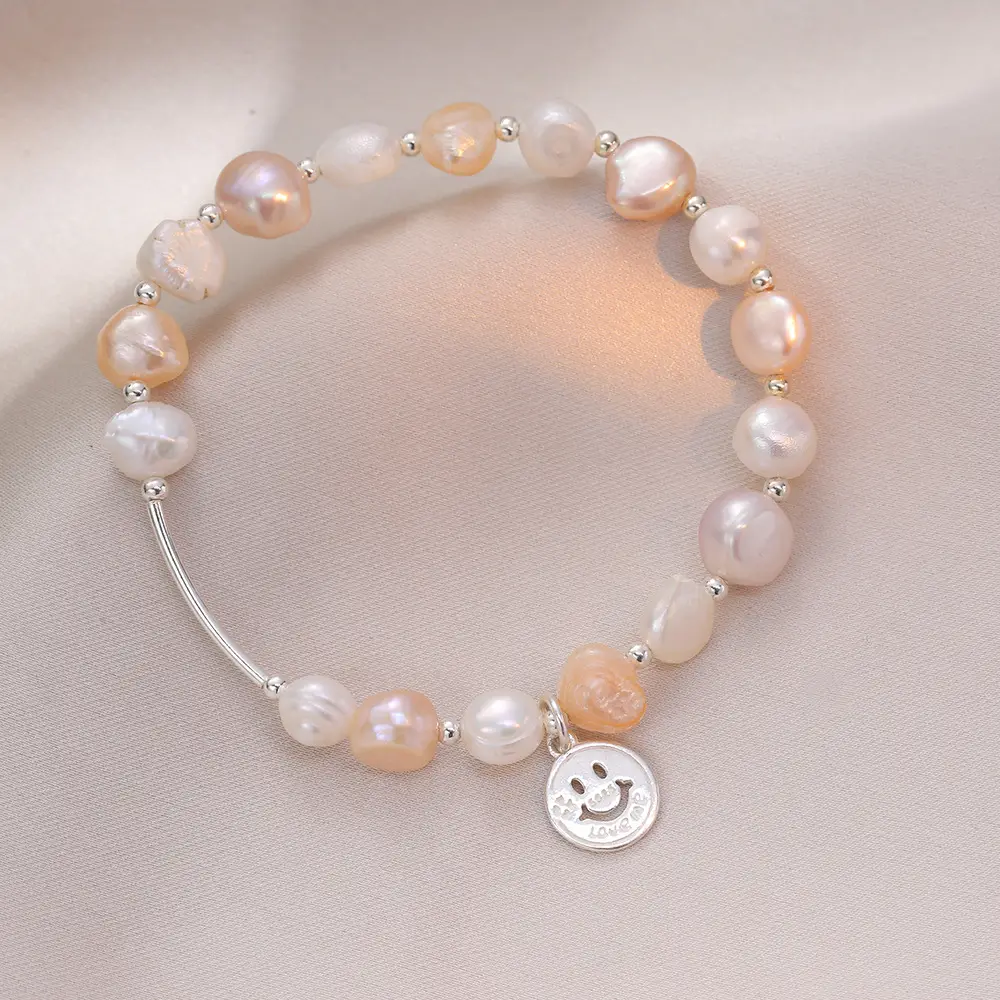 S925 Pearl Bracelet Women's Ins Smiley Face - Image 3